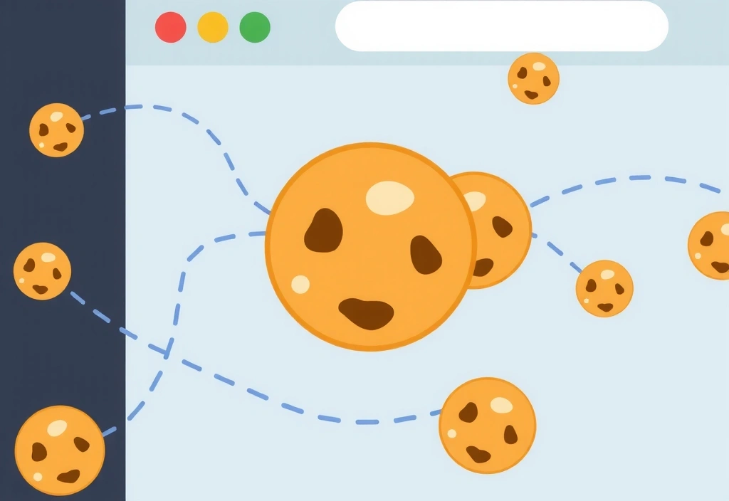 Ilustrace souborů cookie jako malých digitálních balíčků
