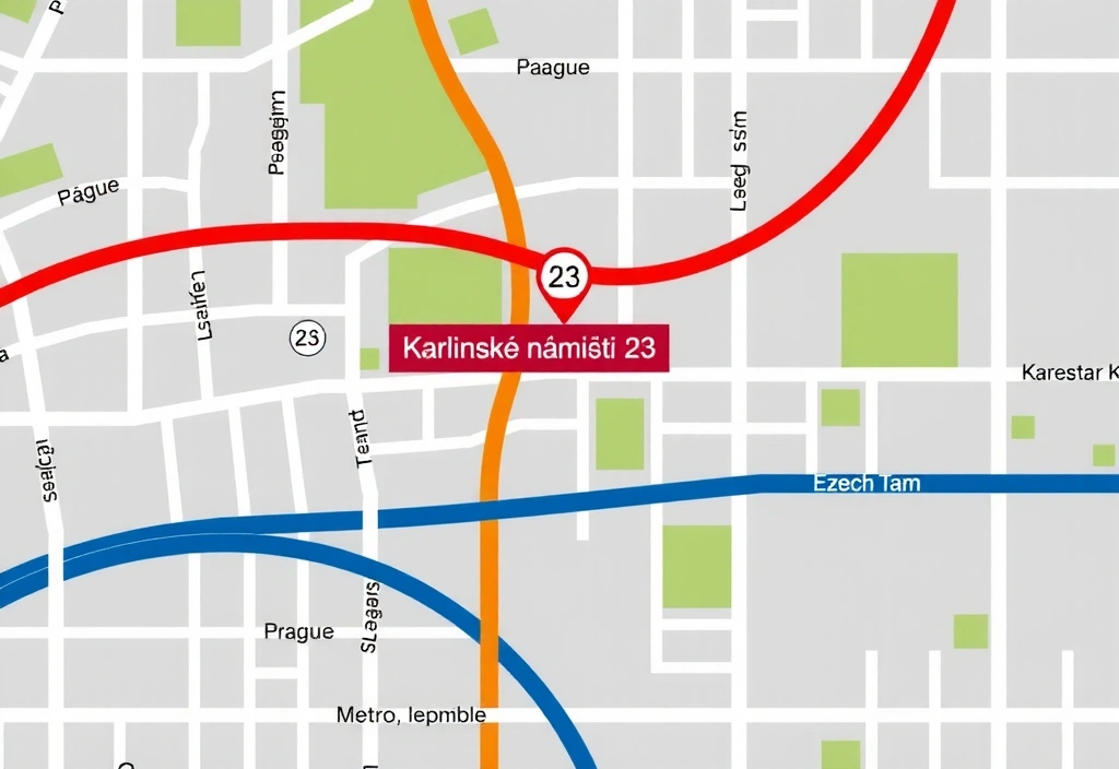 Městská doprava a orientační body v Karlíně