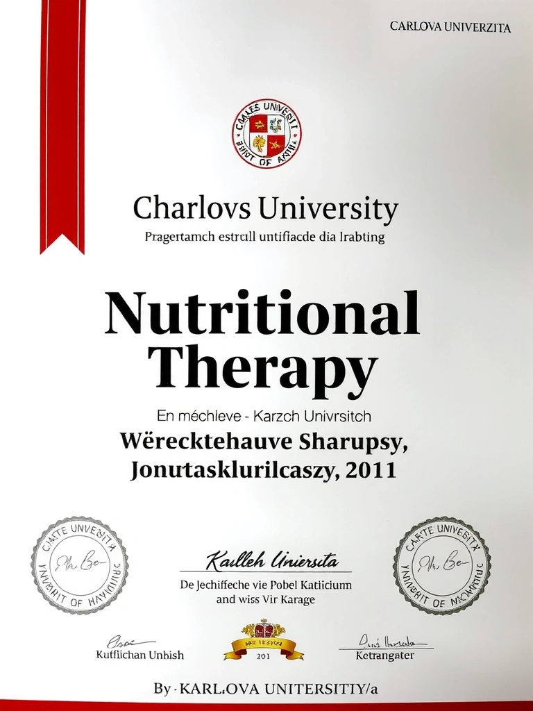 Certifikát: Nutriční Terapie, Karlova Univerzita