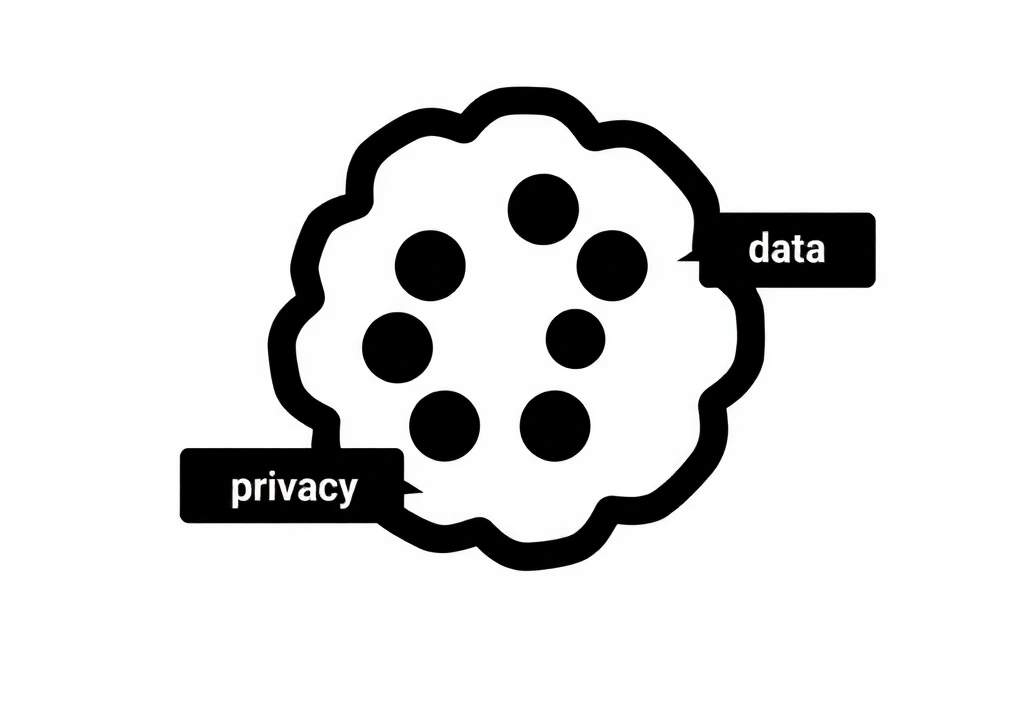 Ikona souborů cookie s textem