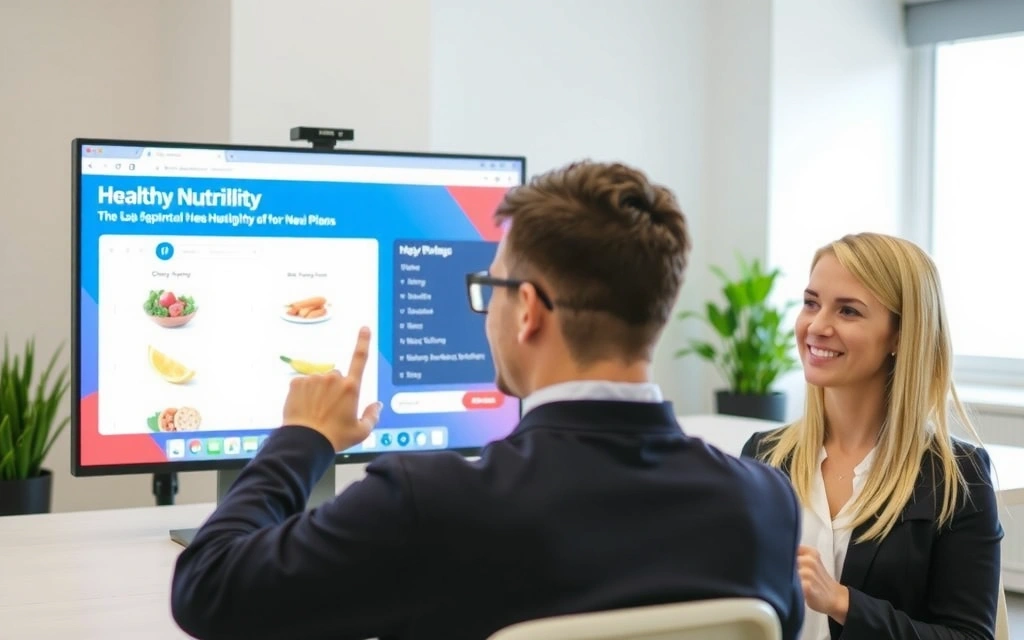 Ilustrace online konzultace s nutričním poradcem